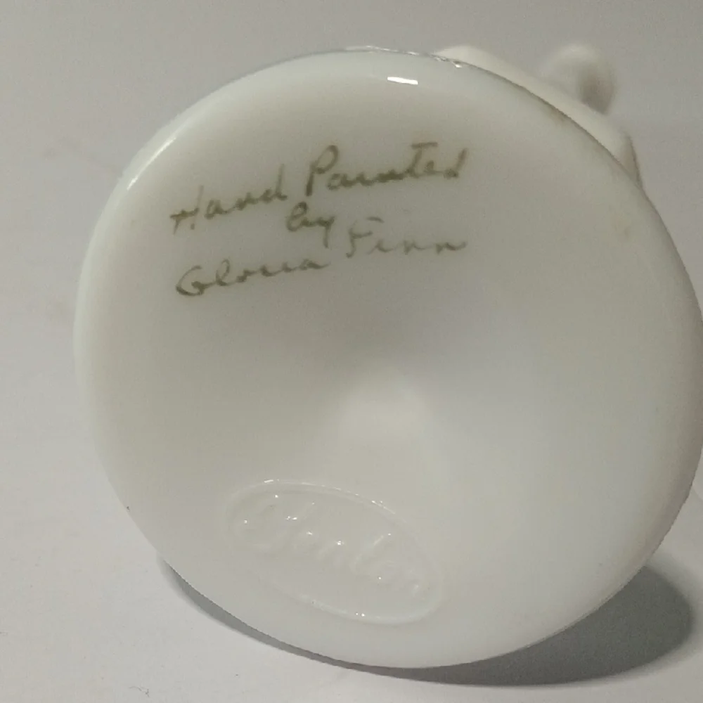 Fenton White Vase with Red Floral Accent